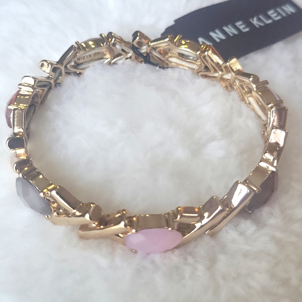 Anne Klein Gold Bracelet with Pink Accents
